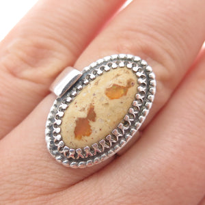 925 Sterling Silver Vintage Real Boulder Opal Modernist Ring Size 5.25