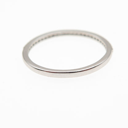 925 Sterling Silver Round-Cut C Z Half Eternity Stackable Band Ring Size 6