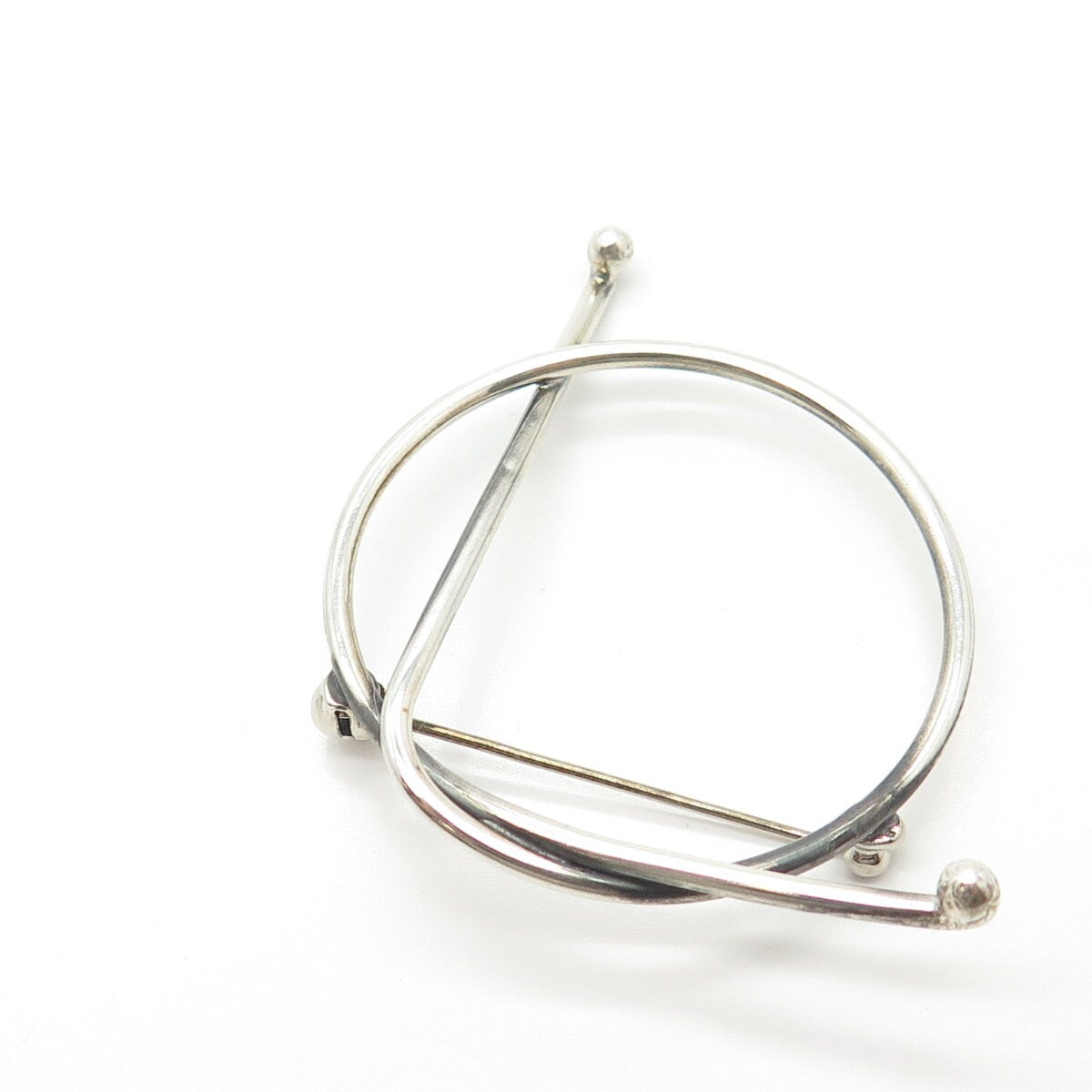 925 Sterling Silver Vintage Handcrafted Modernist Knot Pin Brooch