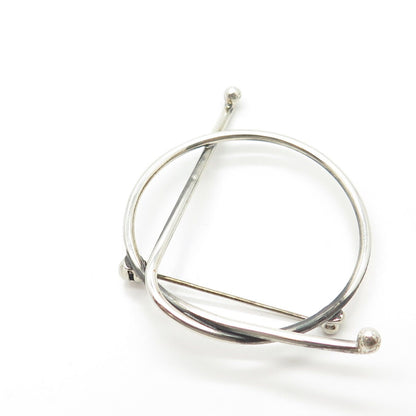 925 Sterling Silver Vintage Handcrafted Modernist Knot Pin Brooch