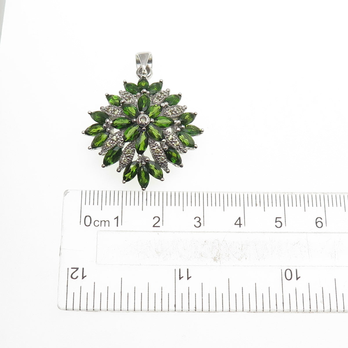 925 Sterling Silver Real Marquise-Cut Peridot & Round-Cut Citrine Charm Pendant