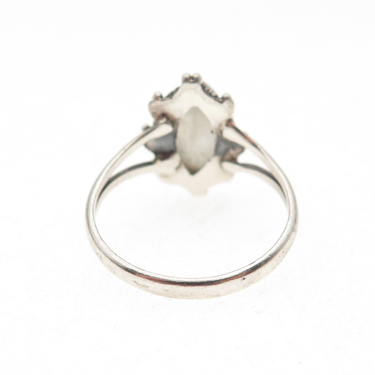 925 Sterling Silver Vintage Real Moonstone Oxidized Ring Size 6.5