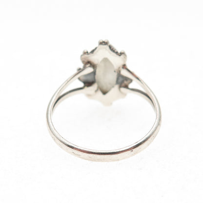 925 Sterling Silver Vintage Real Moonstone Oxidized Ring Size 6.5