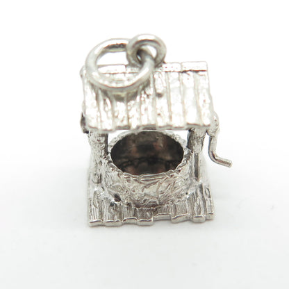 925 Sterling Silver Antique Art Deco Water Well Movable 3D Pendant