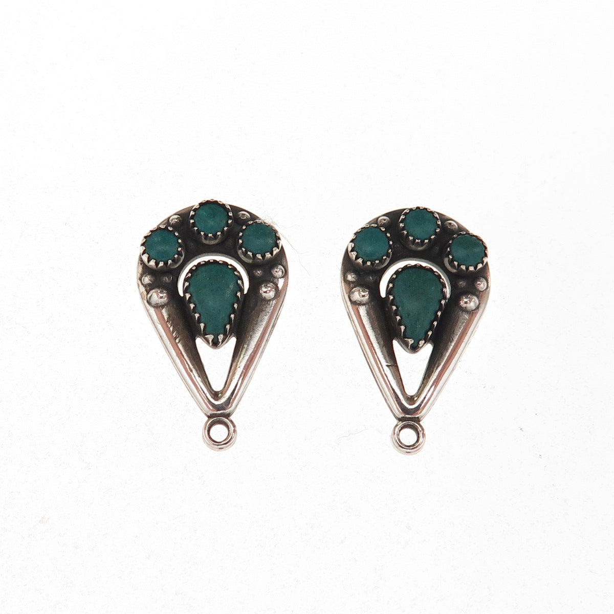 Old Pawn 925 Sterling Silver Vintage Kingman Turquoise Tribal Jacket Earrings