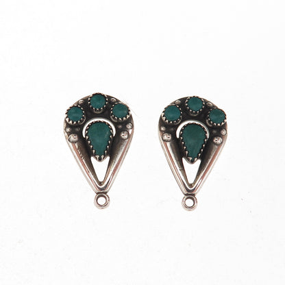 Old Pawn 925 Sterling Silver Vintage Kingman Turquoise Tribal Jacket Earrings