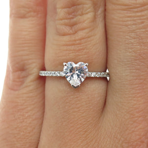 925 Sterling Silver Heart & Round-Cut Shaped C Z Ring Size 6