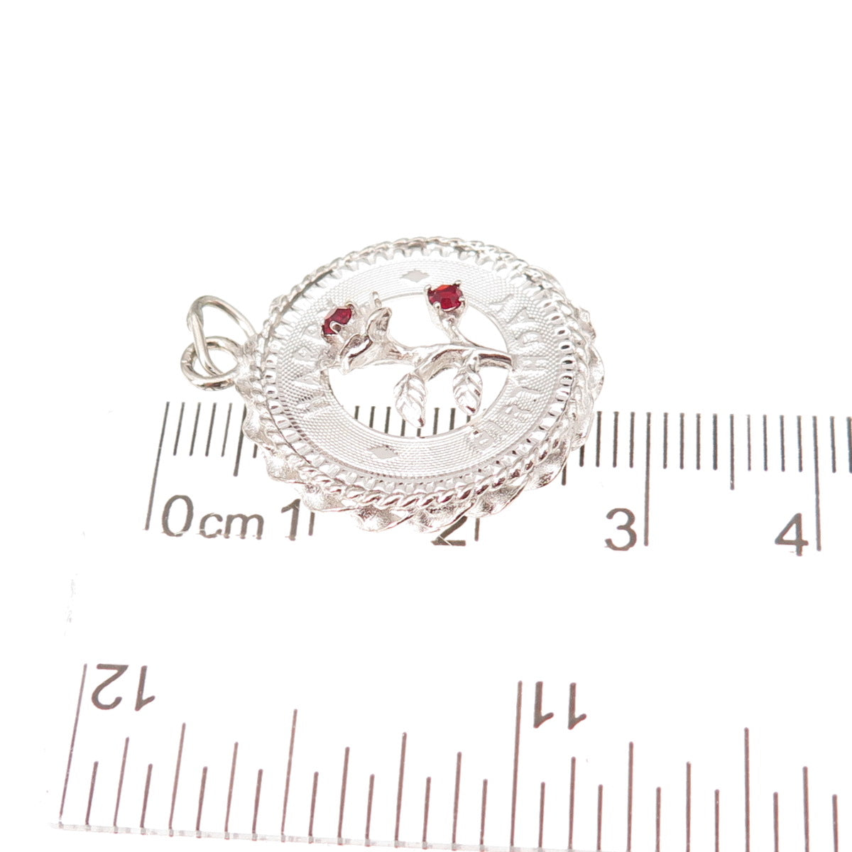 Mark Mercy 925 Sterling Silver Vintage Rhinestone Happy Birthday Charm Pendant