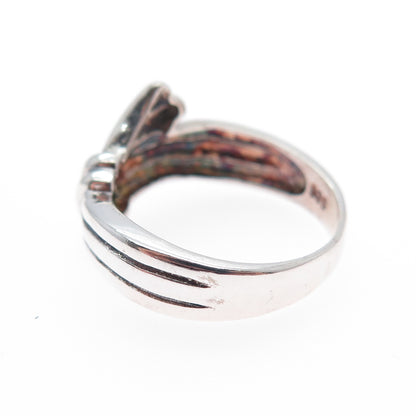 925 Sterling Silver Vintage Modernist Oxidized Ring Size 6.25