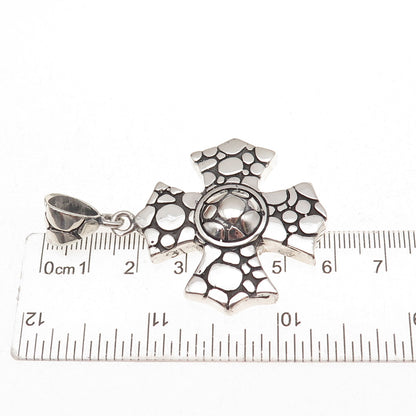 925 Sterling Silver Vintage Kali Dotted Cross Oxidized Pendant
