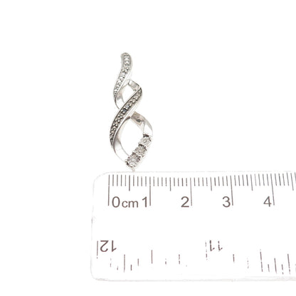 925 Sterling Silver Real Black & White Diamond Twisted Charm Pendant