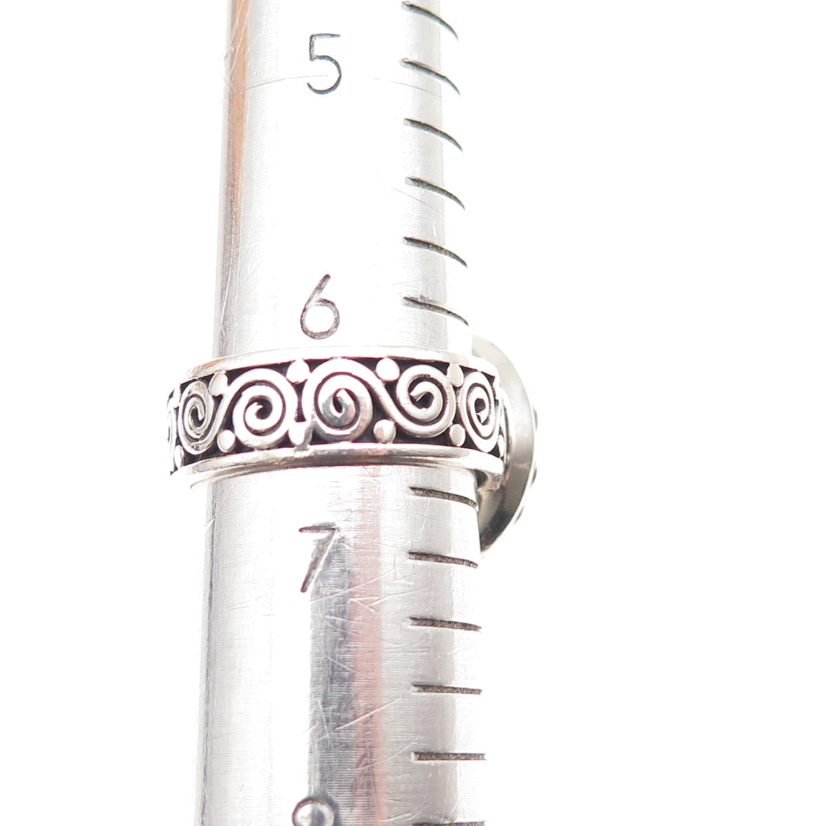 Suarti Bali 925 Sterling Silver Vintage Real Blue Topaz Spiral Ring Size 6.75