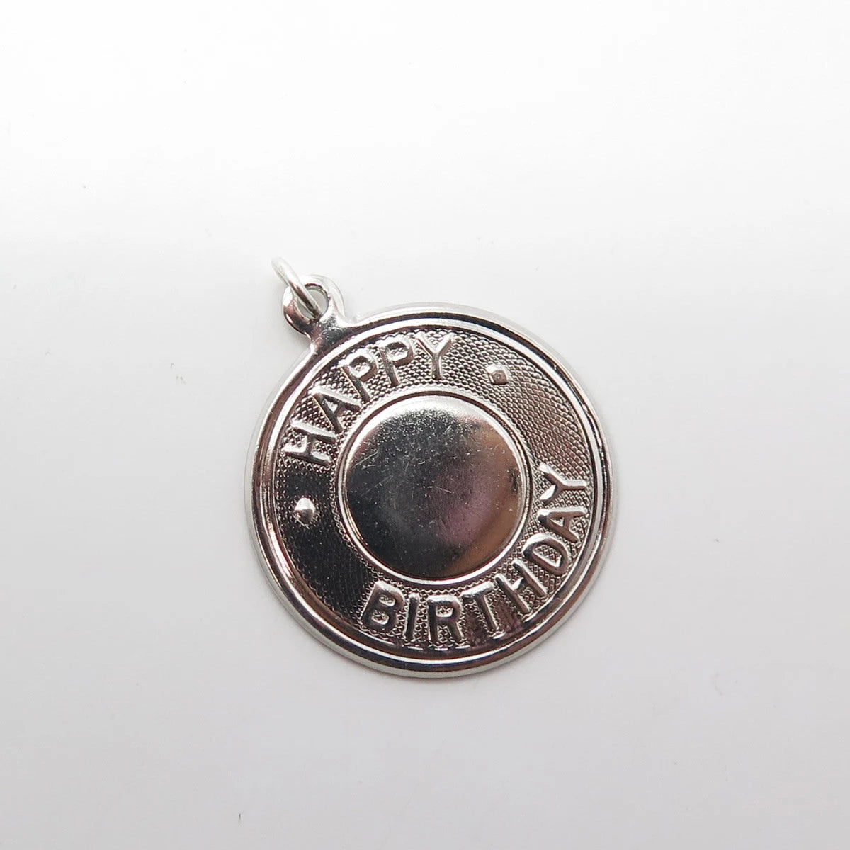 925 Sterling Silver Vintage Elco "Happy Birthday" Round Pendant