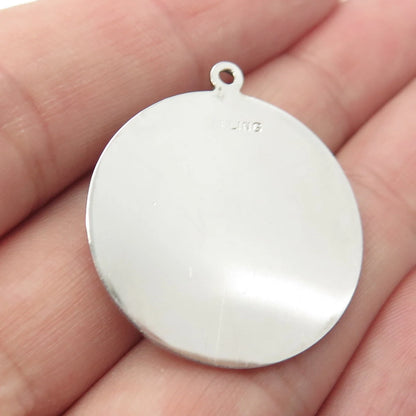 925 Sterling Silver Vintage Pearl & Citrine Gem "To The Dearest Mother" Pendant