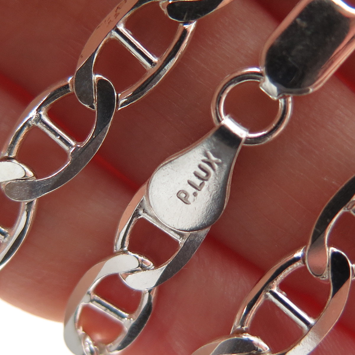 P. LUX 925 Sterling Silver Vintage Italy Anchor Mariner Chain Necklace 24"
