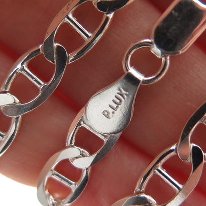 P. LUX 925 Sterling Silver Vintage Italy Anchor Mariner Chain Necklace 24"