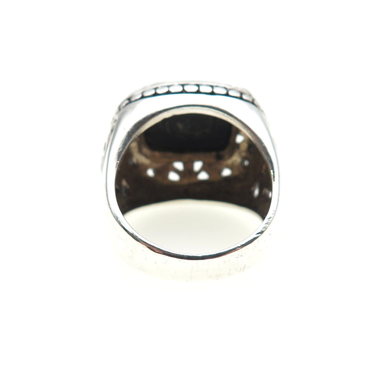 CHAPAL ZENRAY 925 Sterling Silver Vintage Real Black Onyx Oxidized Ring Size 6