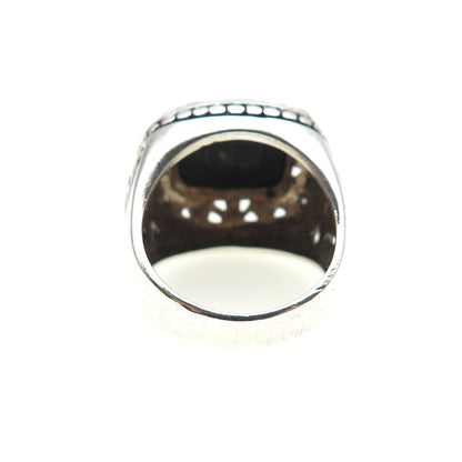 CHAPAL ZENRAY 925 Sterling Silver Vintage Real Black Onyx Oxidized Ring Size 6