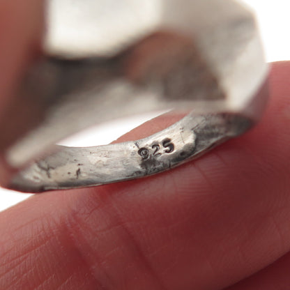 925 Sterling Silver Vintage Modernist Geometric Dome Oxidized Ring Size 6