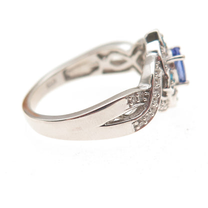Chuck Clemency 925 Sterling Silver Real Tanzanite Topaz & Apatite Ring Size 8.25