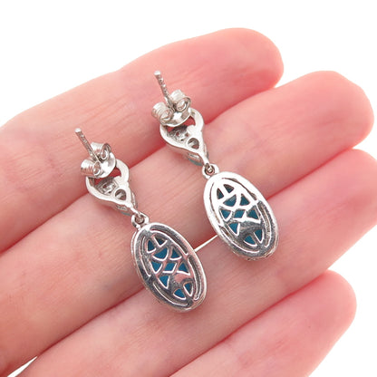 Chuck Clemency 925 Sterling Silver Real Turquoise Apatite & White Topaz Earrings