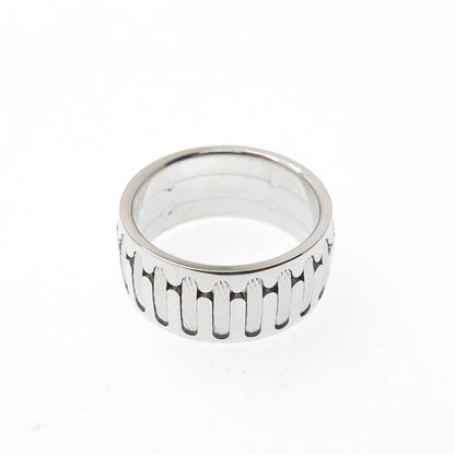 NEOS 925 Sterling Silver Textured Sewing Stitches Band Ring Size 8.25