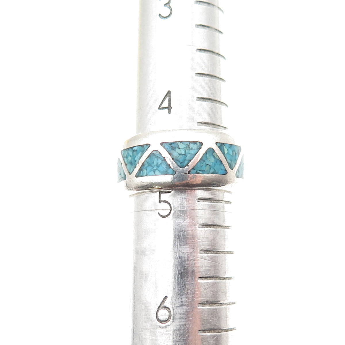 Della & Francis James Navajo Old Pawn Sterling Turquoise Inlay Band Ring Size 5