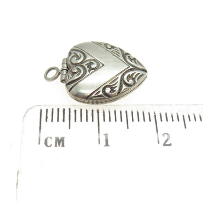 925 Sterling Silver Antique "Mother" Chatelaine Heart Locket Pendant