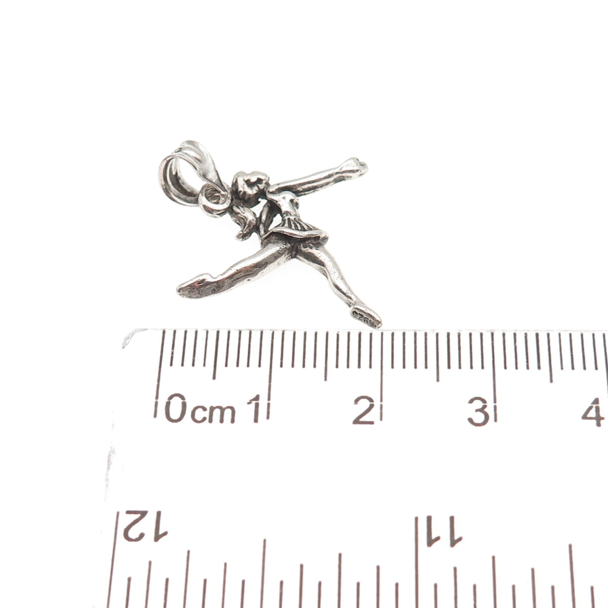 925 Sterling Silver Vintage Cheerleader Oxidized Charm Pendant