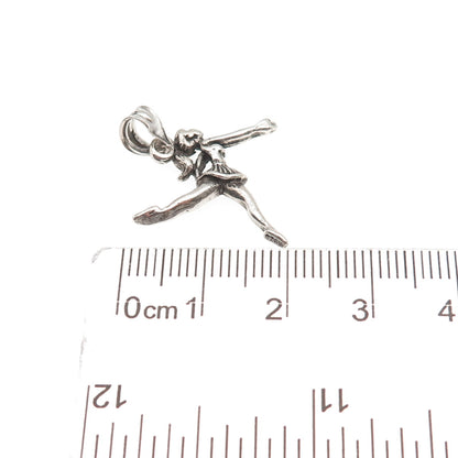 925 Sterling Silver Vintage Cheerleader Oxidized Charm Pendant