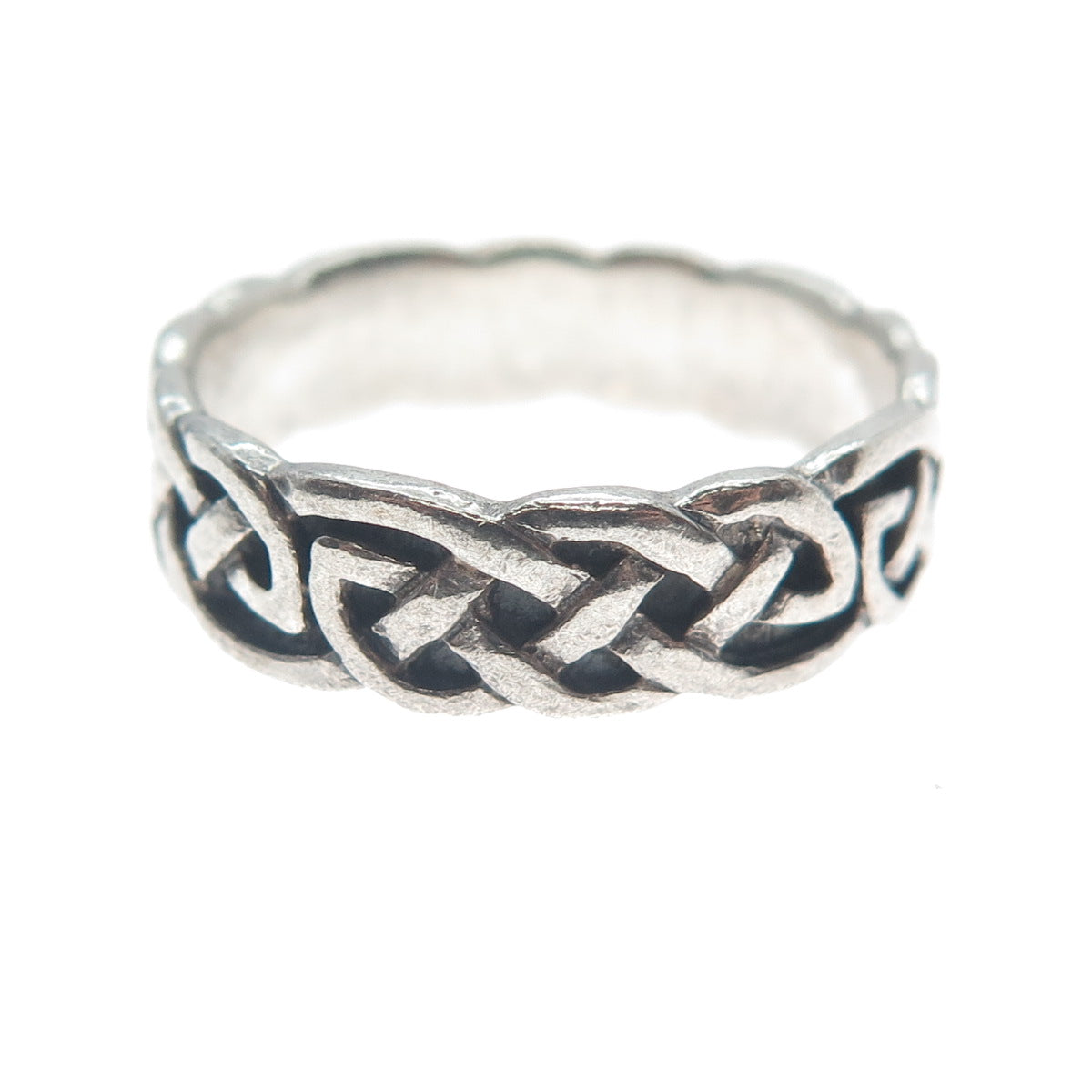 925 Sterling Silver Vintage Celtic Knot Oxidized Band Ring Size 8.5