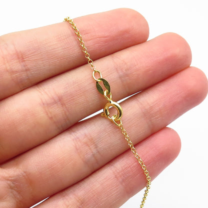 925 Sterling Silver Gold Plated Real White Diamond Dog Rolo Chain Necklace 17"