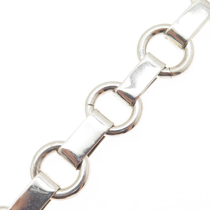 925 Sterling Silver Vintage Gate Rolo Link Bracelet 6.75"