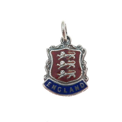AMY SANDHEIM 925 Sterling Vintage 1961 Enamel England Coat of Arms Mini Pendant
