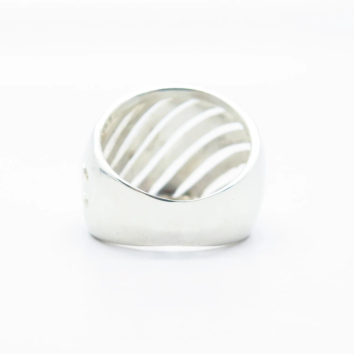 925 Sterling Silver Vintage Striped Wide Ring Size 7.5