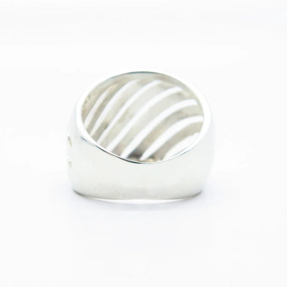 925 Sterling Silver Vintage Striped Wide Ring Size 7.5