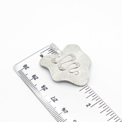 925 Sterling Silver Pave C Z Snake Striped Pendant