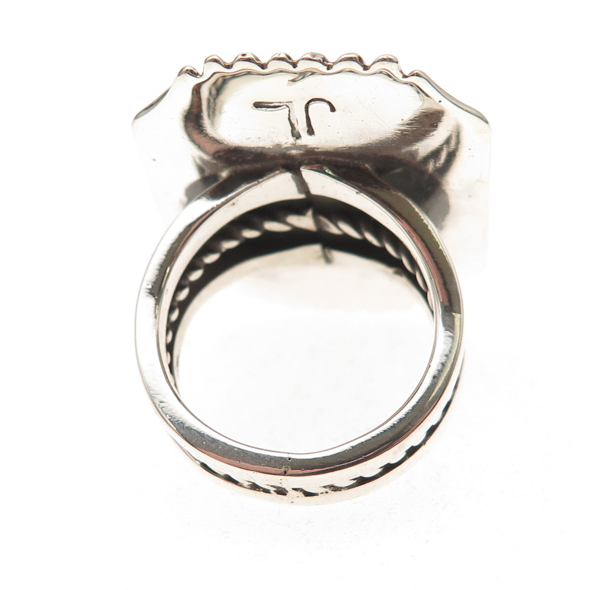 Jefferson Lee Navajo Old Pawn Sterling Silver Vintage Black Onyx Ring Size 7.5