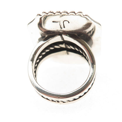 Jefferson Lee Navajo Old Pawn Sterling Silver Vintage Black Onyx Ring Size 7.5