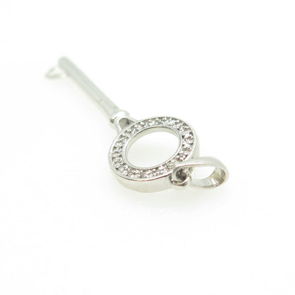 925 Sterling Silver Real Round-Cut White Diamond Circle of Life Key Pendant
