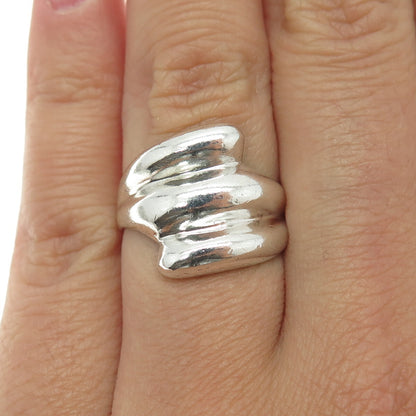 925 Sterling Silver Vintage Ribbed Ring Size 6.5