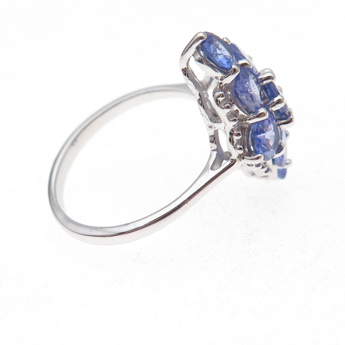 925 Sterling Silver Real Round-Cut Tanzanite Ring Size 8