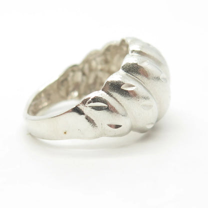 925 Sterling Silver Vintage Ribbed Cocktail Ring Size 6.25