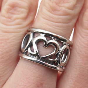 925 Sterling Silver Vintage 2000 Millennium Wide Band Ring Size 7