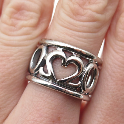 925 Sterling Silver Vintage 2000 Millennium Wide Band Ring Size 7