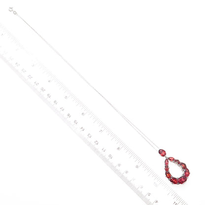 925 Sterling Silver Lab-Created Fire Sapphire & Real White Topaz Necklace 22"