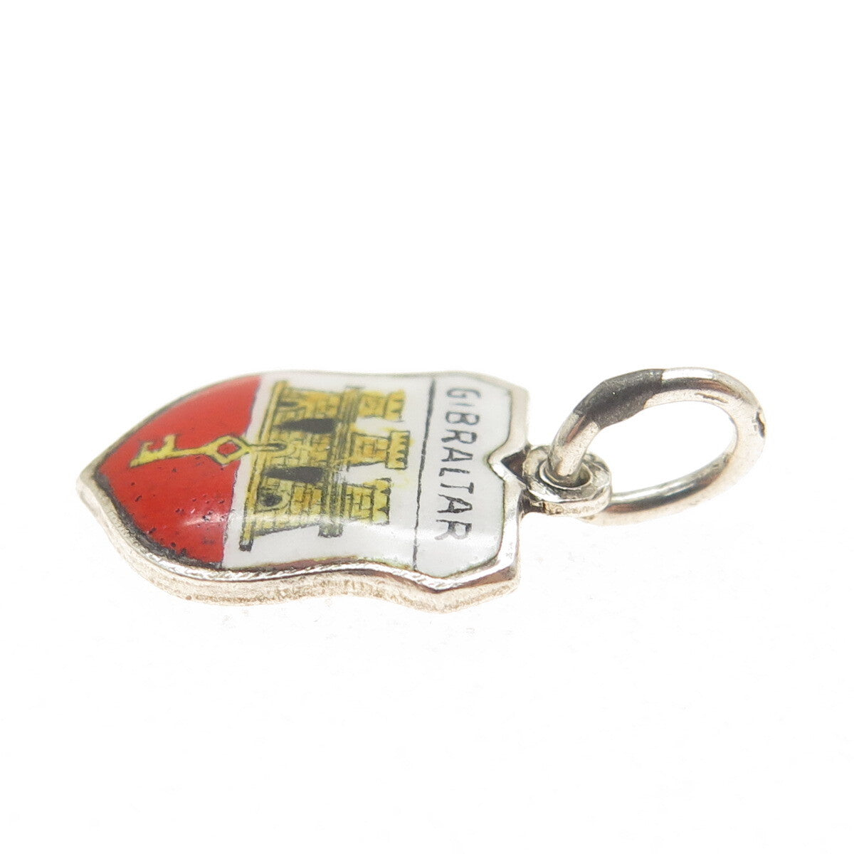 FRITZ REU & CO. 800 Silver Vintage Enamel Gibraltar Minimalist Charm Pendant