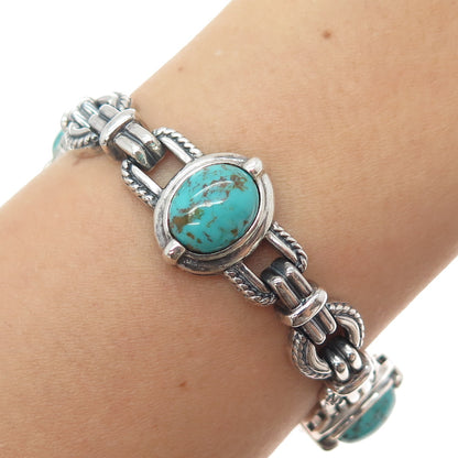 ROSS SIMONS 925 Sterling Silver Vintage Real Kingman Turquoise Bracelet 7.25"