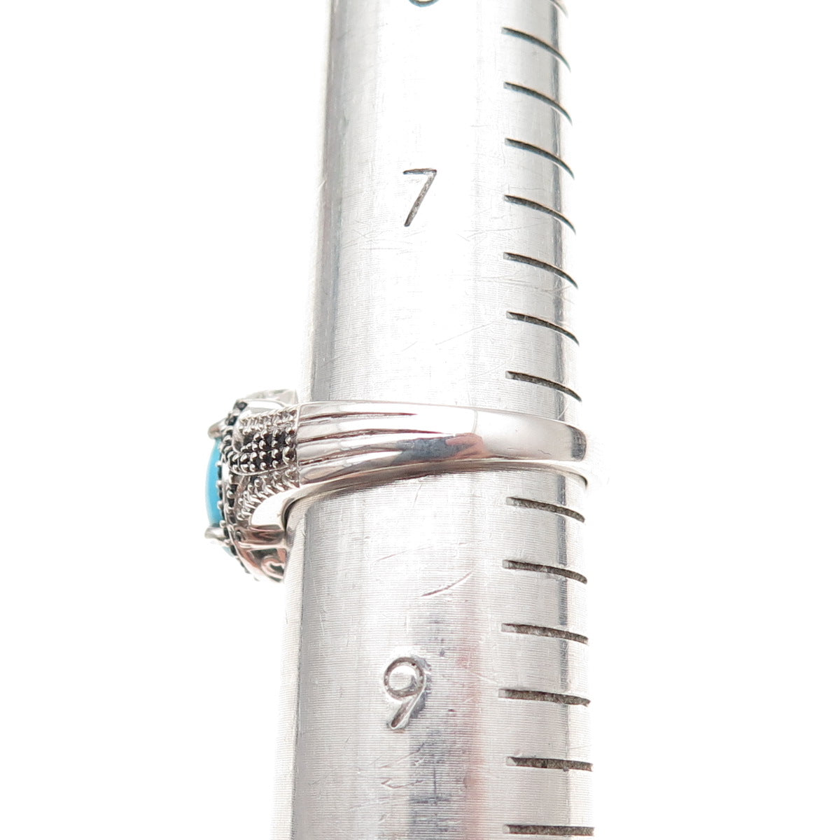 Chuck Clemency Sterling Silver Real Turquoise Spinel & White Topaz Ring Size 8