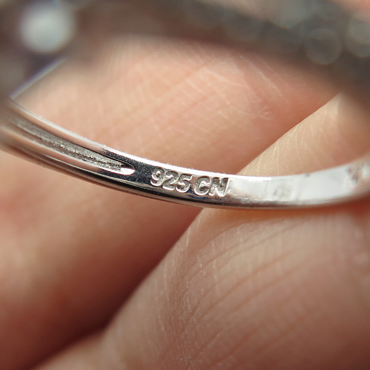 925 Sterling Silver Lab-Created Sapphire & C Z Teardrop Ring Size 8
